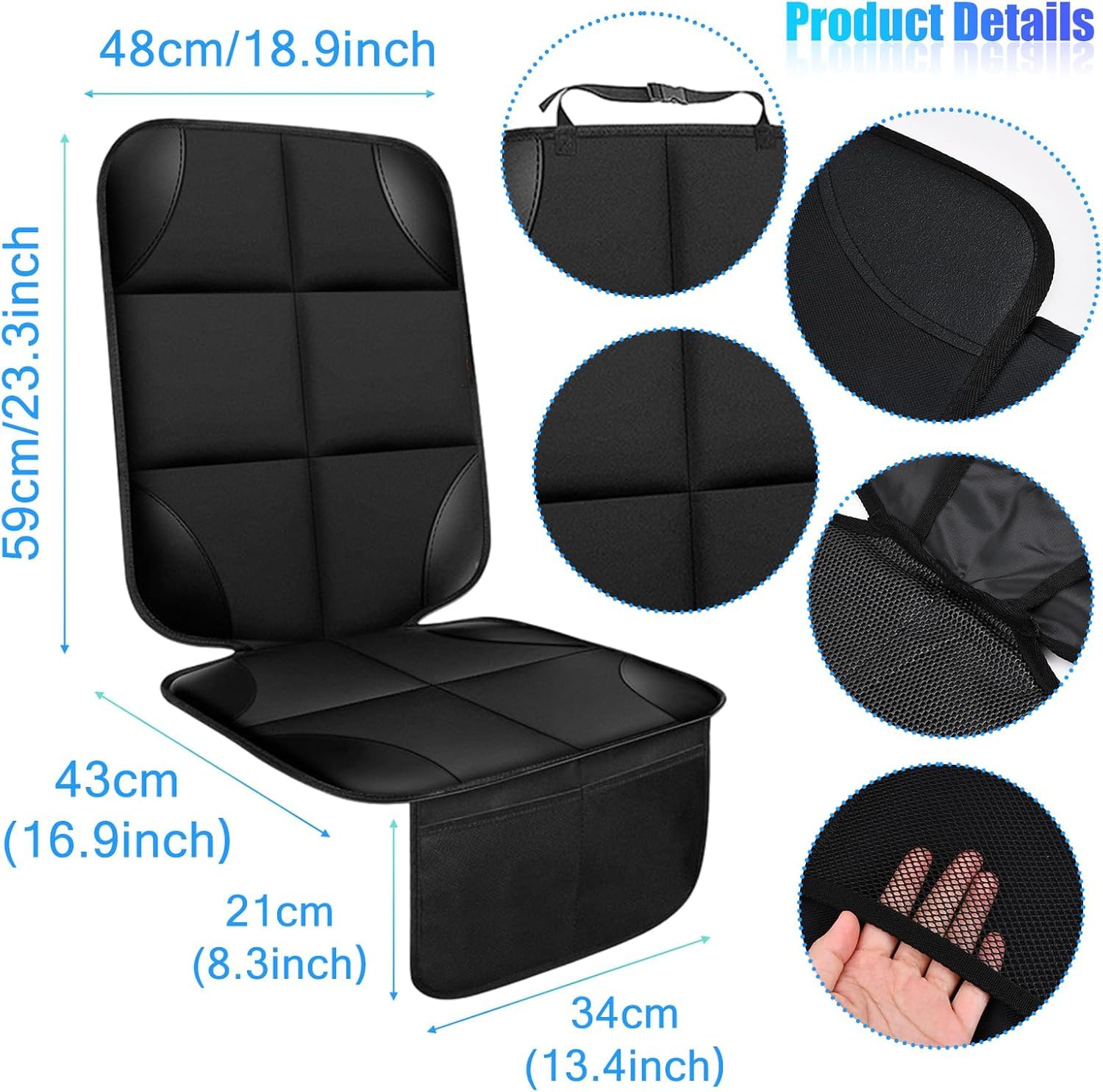 OTOKEA For Nissan Ariya & Pathfinder - Car Seat Protector for Baby and Child Car Seats, 600D Oxford and PVC Leather, Waterproof, with Storage Pockets, Black