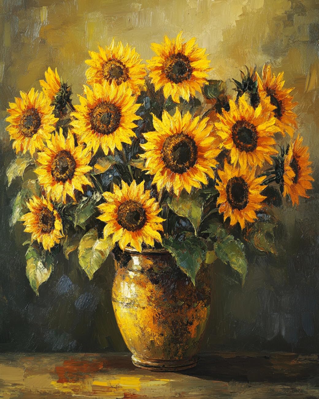 RKFLGEW 14CT Cross Stitching Kit Sunflowers in A Vase Cross Stitch Starter Set for Adults DIY Needlepoint Kits Embroidery Patterns Home Decoration 40x50cm