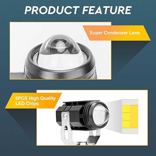 Miniatura 2 de YCHOW-TECH Luces de conducción de motocicleta, luces antiniebla blancas ámbar de 60 W, 4 modos, focos LED, función de haz alto y bajo, luces para