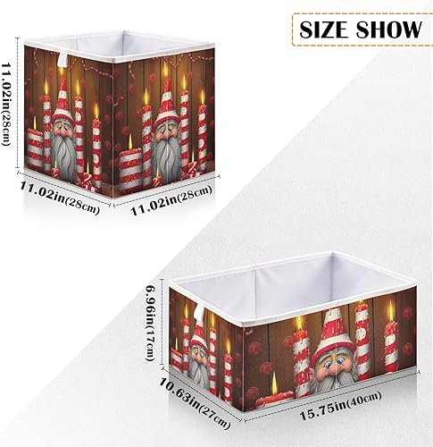 Miniatura 2 de Christmas Funny Santa Candle Cube Storage Bin Fabric Storage Cubes Large Storage Baskets for Shelves Collapsible Cube Organizer Bins for Shelves