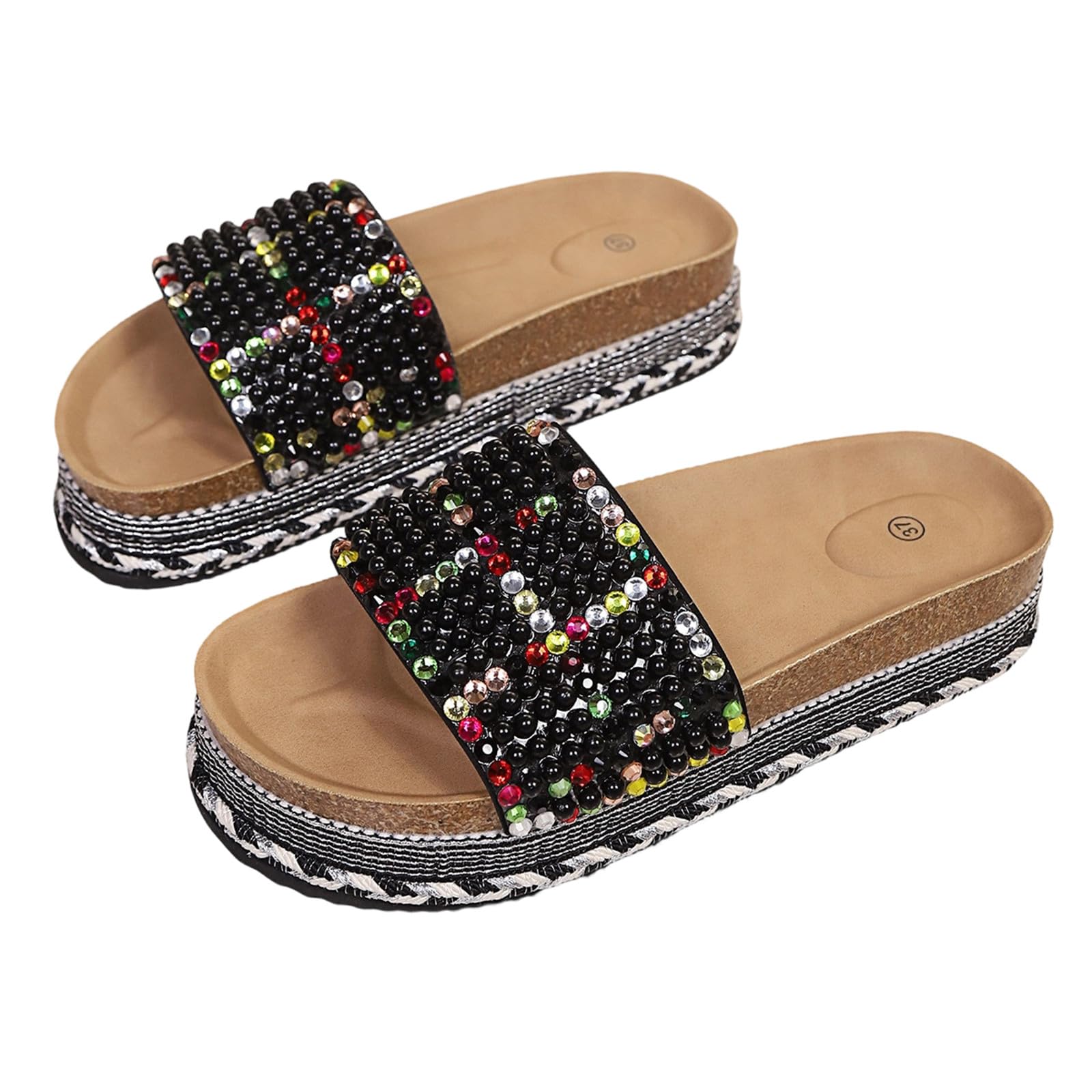 Generico Ciabatte Donna Estive Sandali Plastica Spiaggia Ciabattine Infradito Mare Gomma a Fascia Piscina Antiscivolo Eleganti Da Per Casa Nere Ciabattina Ragazzo Di Ciabatta Comodi 36