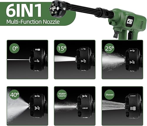 Miniatura 3 de Prostormer Lavadora a presión inalámbrica de 1500 PSI, pistola de agua portátil de mano con 2 baterías de 3.0 Ah y cargador, boquilla 6 en 1 para