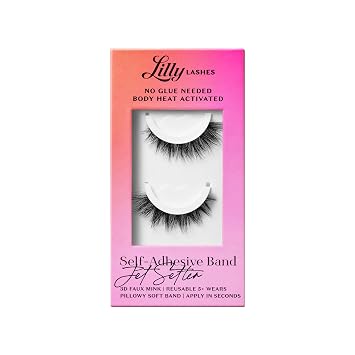 Lilly Lashes 3D Self Adhesive Eyelashes, No Lash Glue Needed, Body Heat Activated Press on Lashes, Reusable Self Adhesive Eyelashes Up to 5x, Easy to Apply & Remove JetSetter