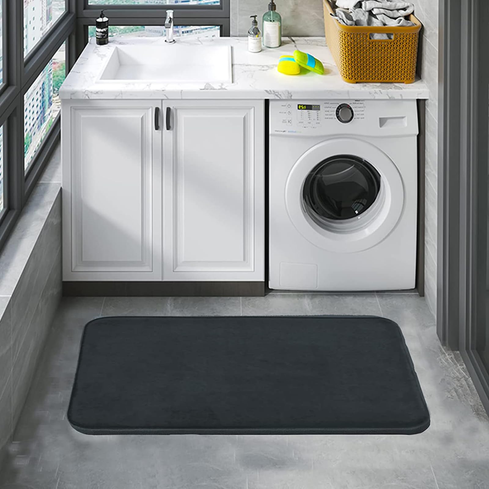 Set di 3 tappeti da bagno di lusso, in memory foam, antiscivolo, super assorbenti, a forma di U, lavabili in lavatrice, eleganti decorazioni per la casa