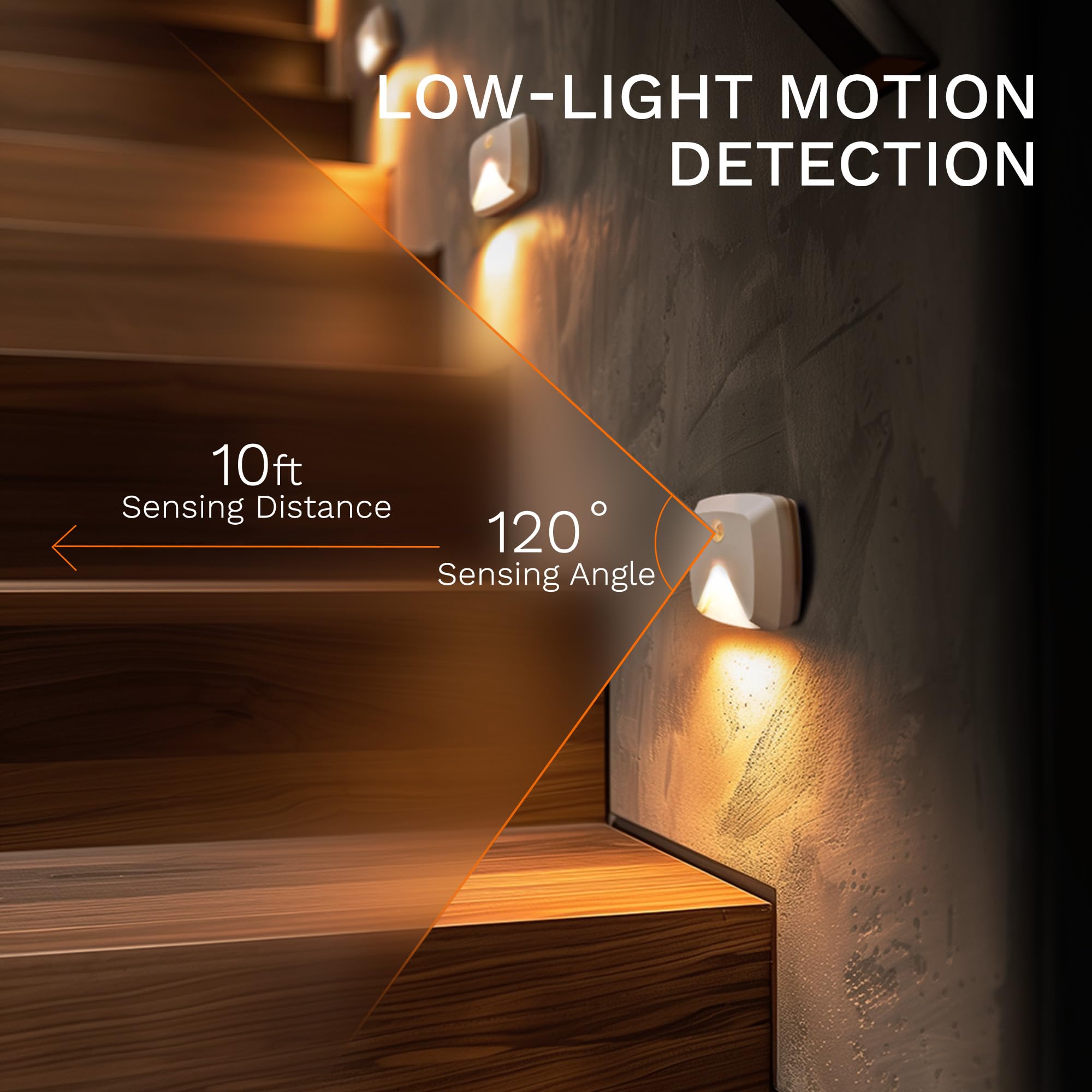 Luces adhesivas con sensor de movimiento, luz nocturna LED blanca cálida, luces de escalera que se pegan en cualquier lugar, luz de armario inalámbrica, luz de pared a pilas para cocina, pasillo,