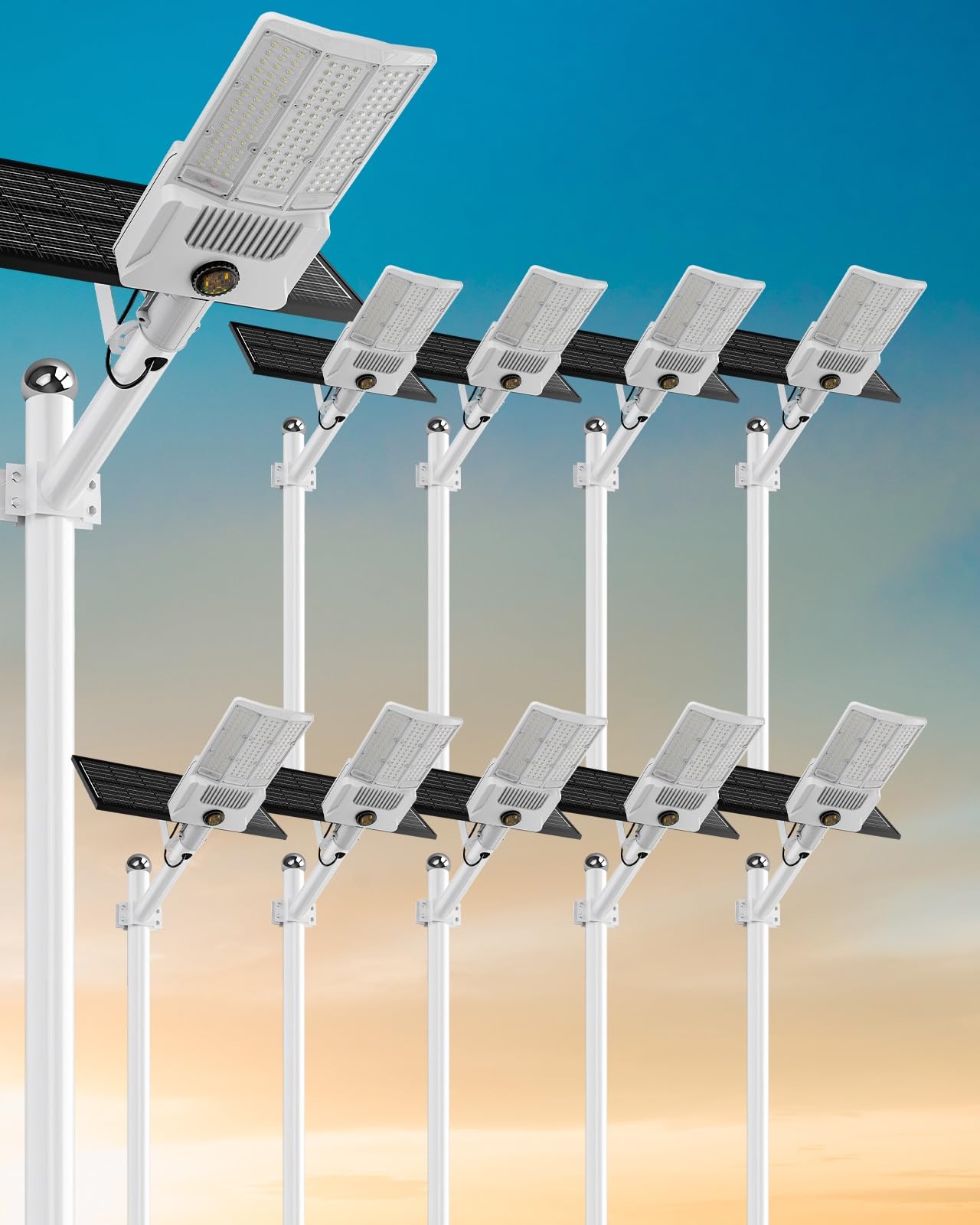 HWHDJ 12000W Solar Street Lights Outdoor, 800000LM Commercial Parking Lot Lights Dusk to Dawn, IP68 Waterproof Duks to Dawn Flood Security Lamps