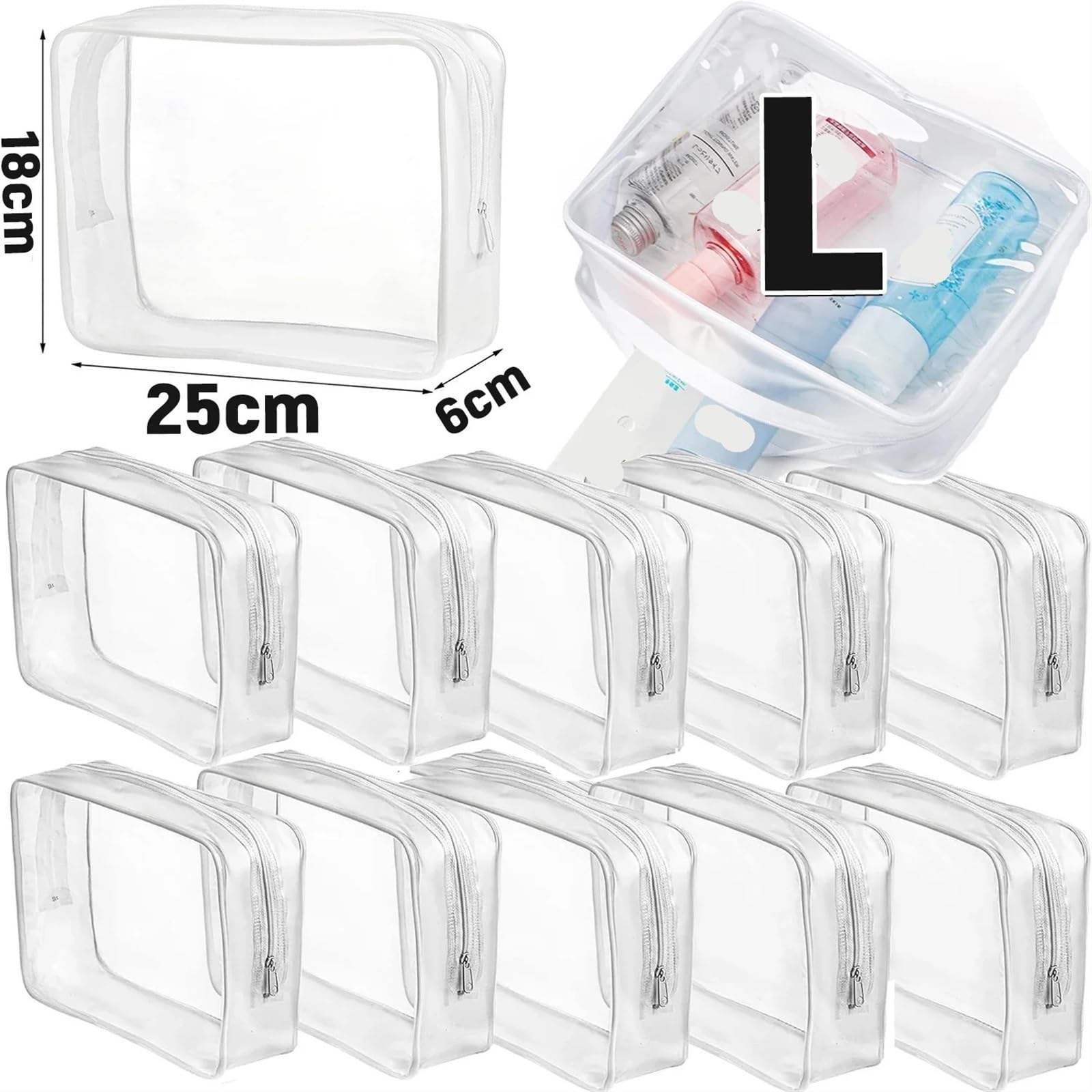 Bolsa de Aseo Impermeable Organizador de Viaje Almacenamiento PVC Transparente