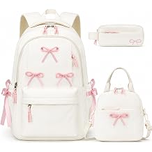 3PCS Bow Backpack for Girls with Lunch Box Pencil Case