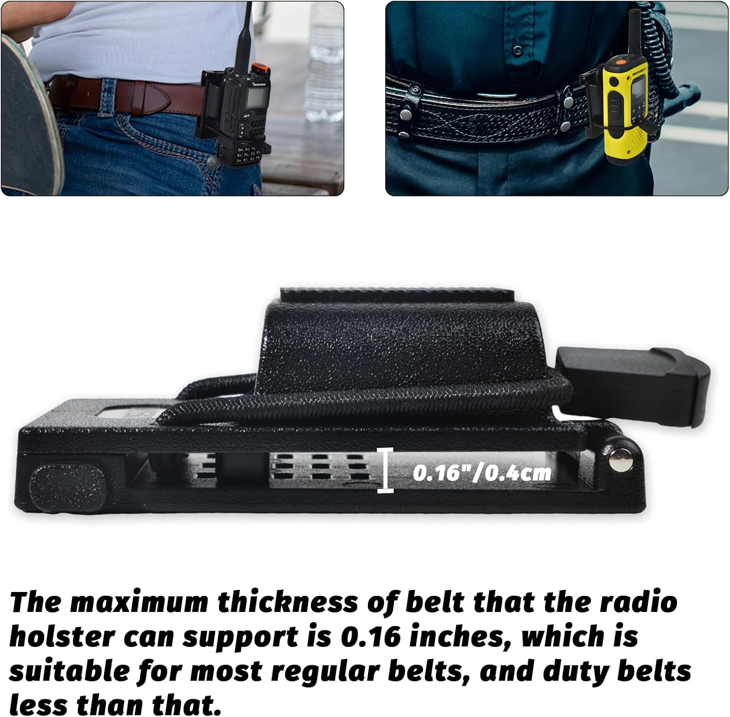 TWAYRDIO 2Pack Radio Holster for Duty Belt up to 0.16" Thick, Radio Holder Law Enforcement Gear Holder for Motorola BaoFeng Kenwood Midland Harris Two Way Radios Walkie Talkies