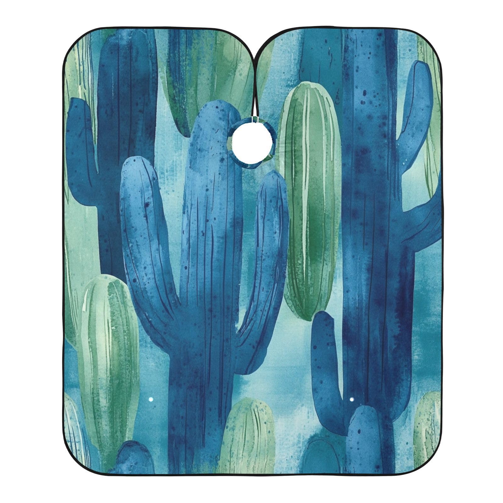 Kigai Watercolor Cactus Hair Cutting Cape for Men & Women Waterproof Barber Cape Professional Hairdressing Salon Styling Apron with Adjustable Closure Snap