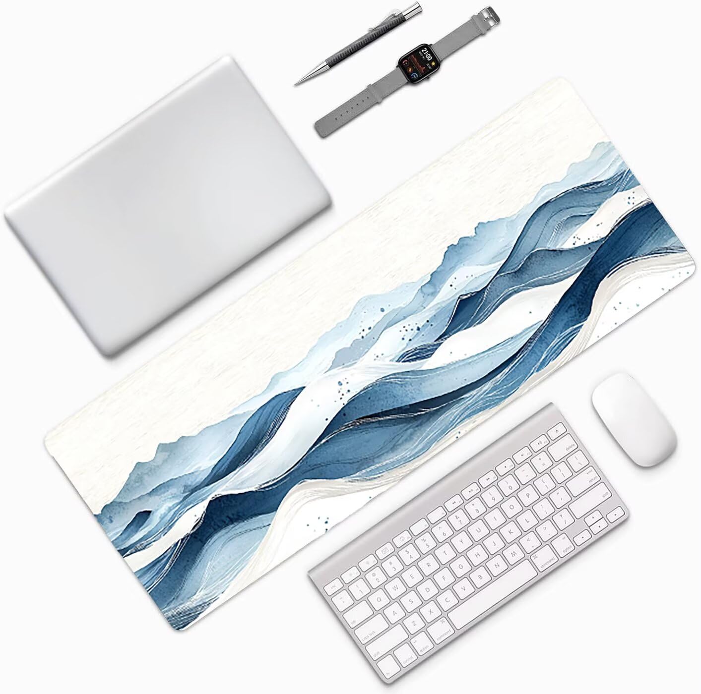 Lpfieonn Einfach Großes Schreibtischunterlage, XXL Schreibtischunterlagen, Weiß XXL Wasserdicht Gaming Mousepad mit Vernähter Rand und Rutschfeste Gummibasis, für Laptop/Hause/Büro 120x60cm PF-2243