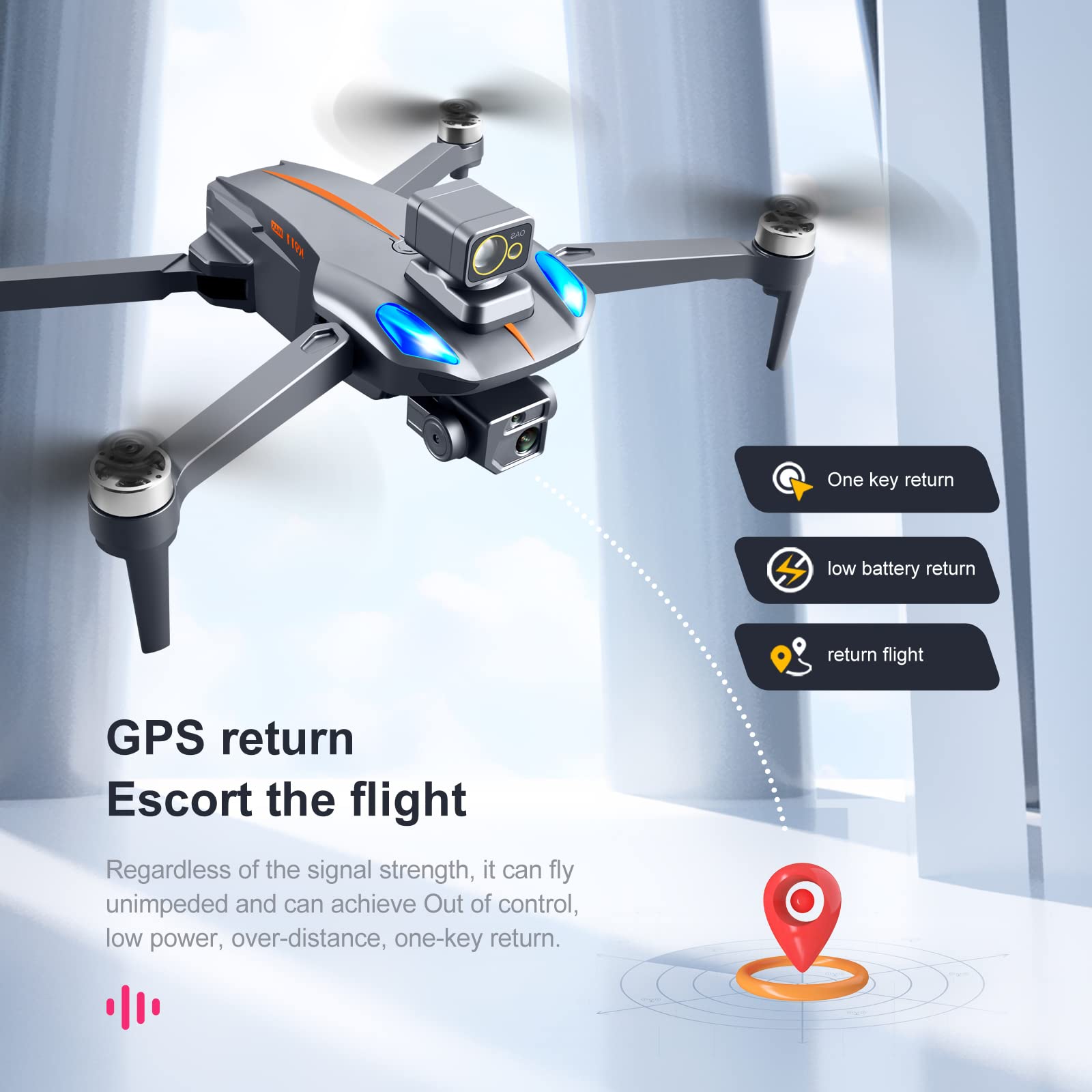 Droni RC con videocamera HD 8k per Adulti, Mini Drone per Principianti, prevenzione Intelligente degli Ostacoli, Durata della Batteria di 75 Minuti, Motore brushless, Zoom 50x, modalità senz