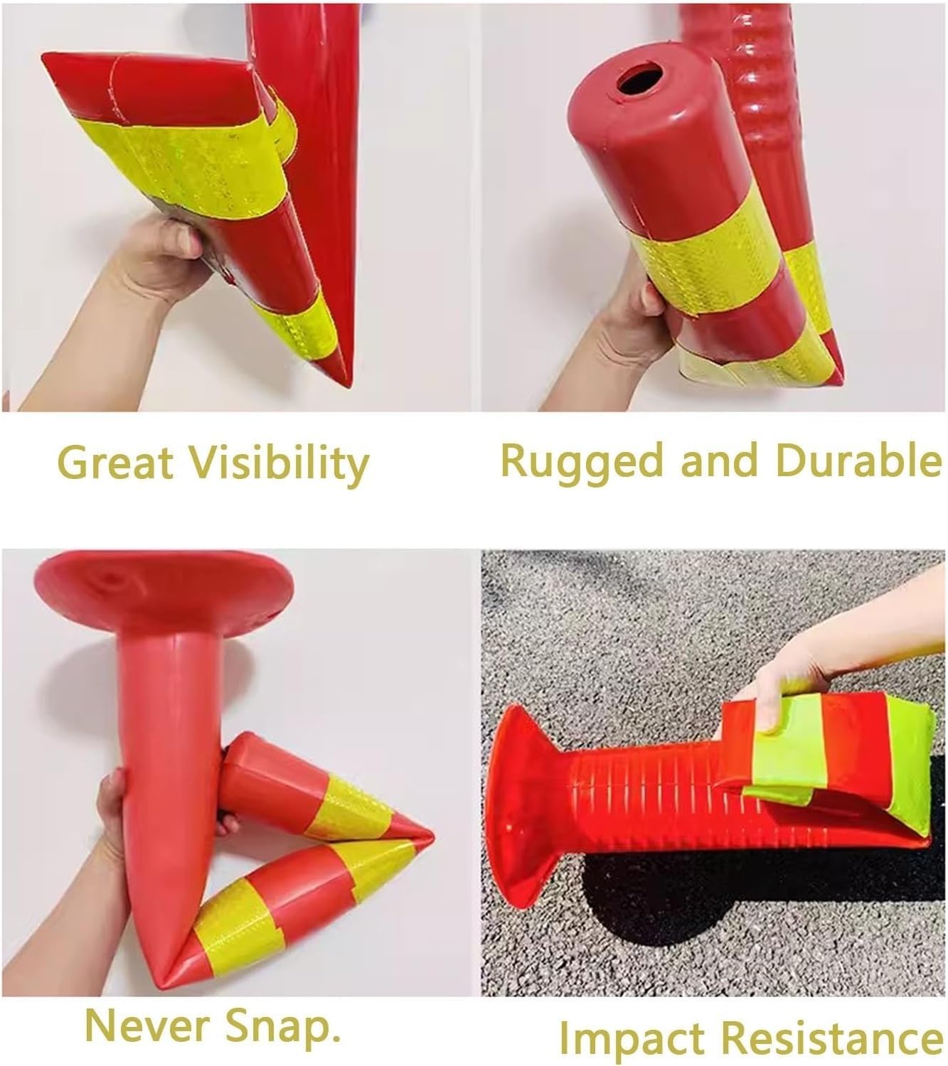 Cono De Tráfico, Barrera De Seguridad, Poste Delimitador, Cono, Bolardo Industrial De Seguridad Vial para Entradas De Vehículos, Bolardo Delimitador Reflectante, Par,3pc-75cm/29.5