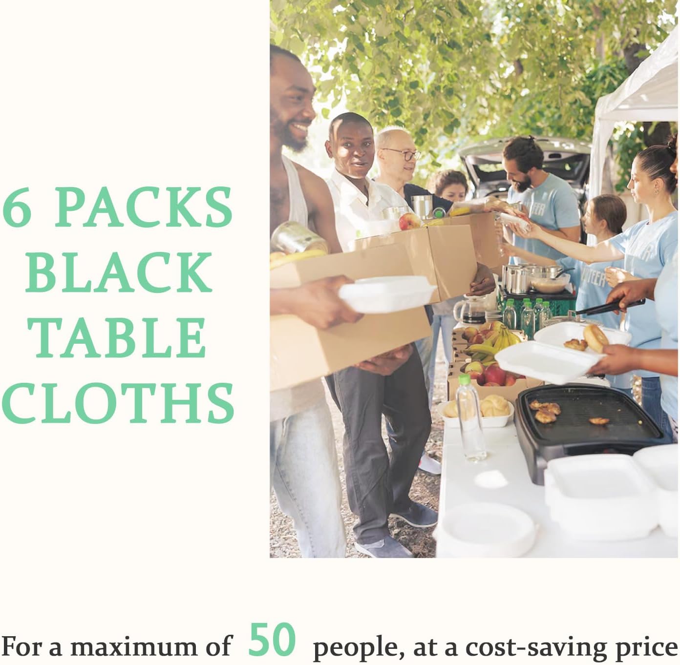Table Cloths for 6 Foot Rectangle Tables, 6 Packs Spandex Table Covers 6ft at Manteles De Mesa De Tela para Fiestas/Graduation Decorations/Event/Wedding/Banquet/Party (Black, 72L x 30W x 30H Inch)
