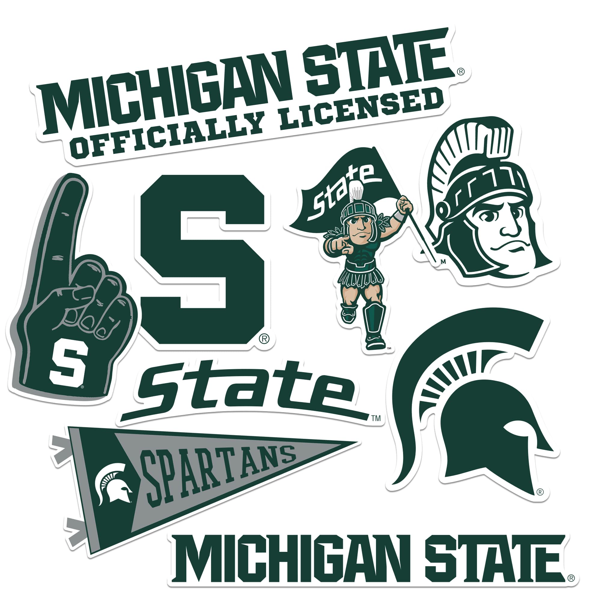 Michigan State University Spartans Set 2 50 Vinyl Stickers Waterproof Car