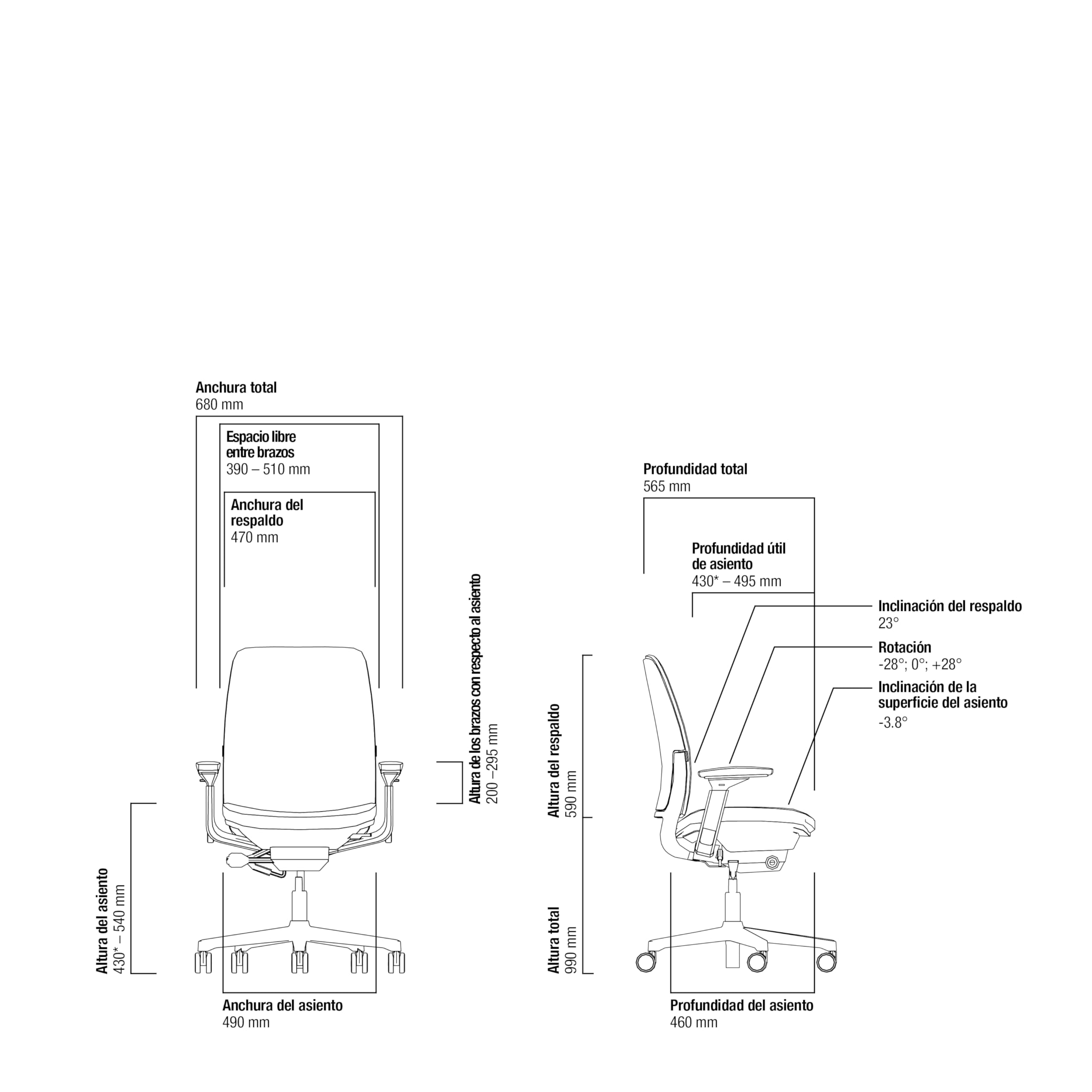 Steelcase Silla ergonómica: Amia, Brazos 4D, Ajuste Asiento, Gris búho