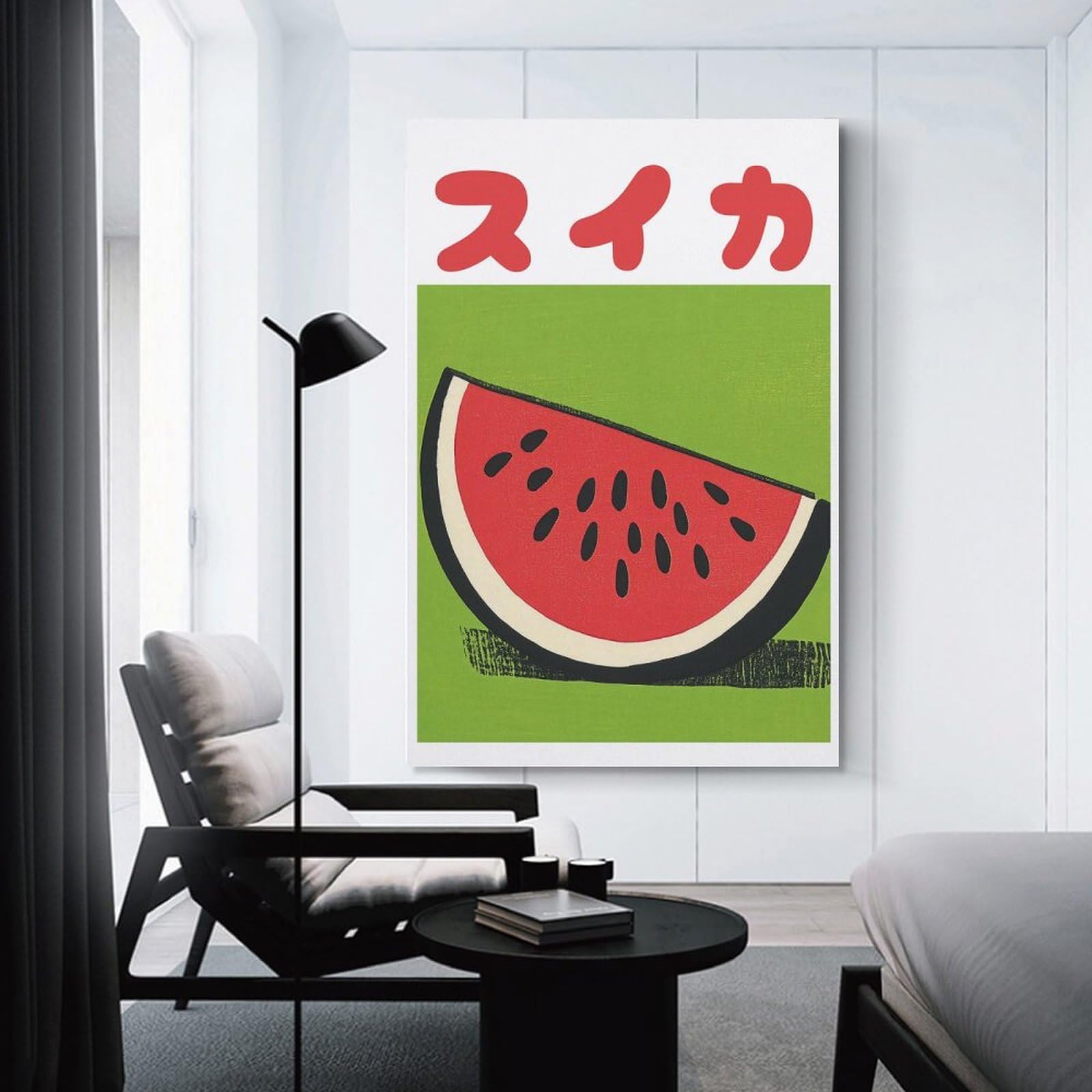 Junmoney Canvas Wall Art Watermelon Japanese Art Print, 16x24inch(40x60cm), for Living Room, Bedroom, Office Or Hallway, Decorative Artwork with Broad Appeal