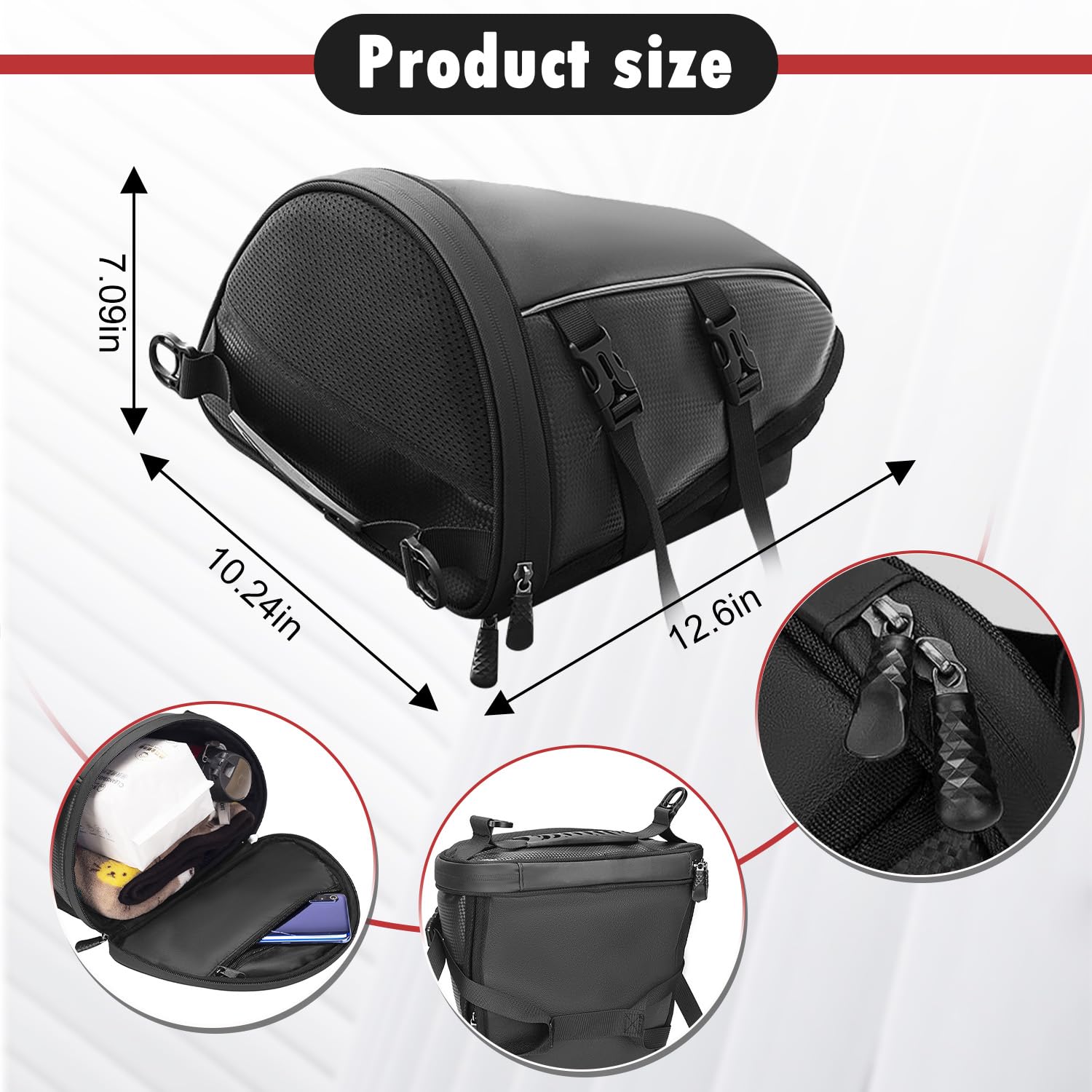Motorrad Hecktasche, 10-14L Tankrucksack wasserdichte Tasche, Outdoor Sport Motorrad Rücksitz Leichter Werkzeug Tragetasche mit Schultergurt