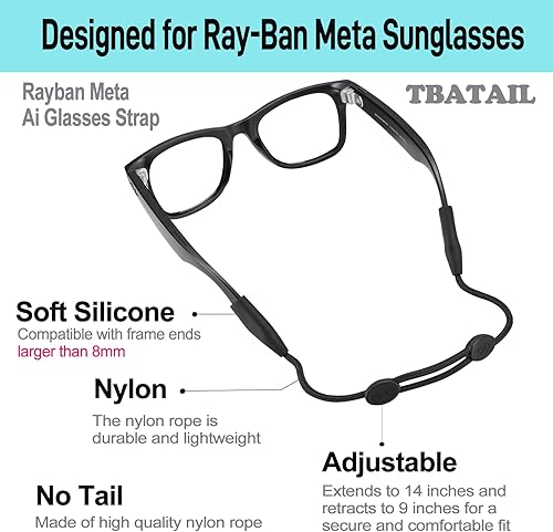 Miniatura 3 de Ray-Ban Meta - Correa para lentes de sol ajustables para hombres, mujeres y niños, soportes para lentes de sol alrededor del cuello, retenedor de
