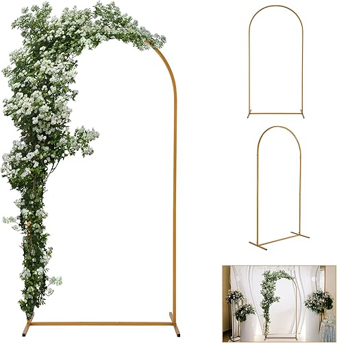 Miniatura 4 de Outvita Arco de boda de 6.6 pies, soporte de fondo de metal, marco de arco de globo de boda, soporte de soporte para ceremonia, interior y exterior,