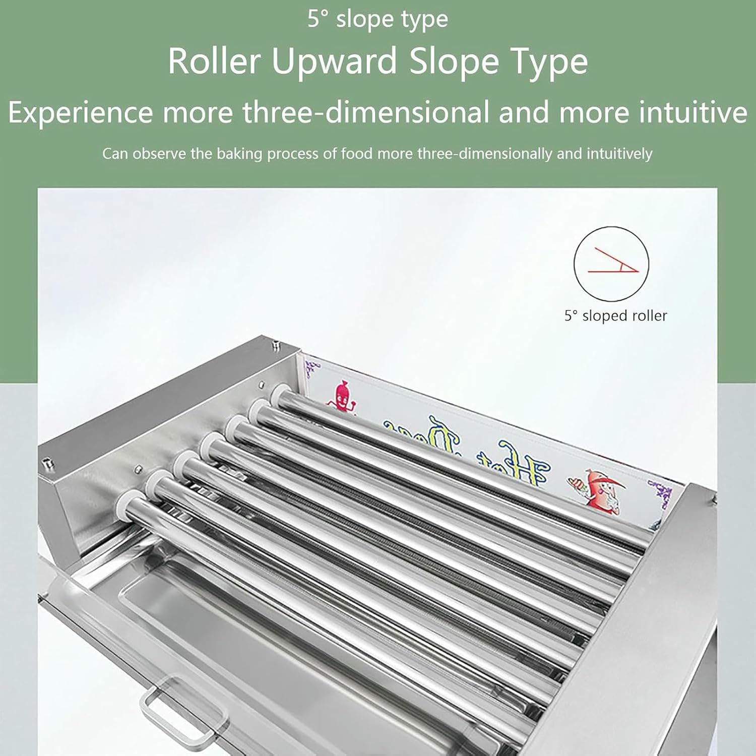 Commercial Electric Hotdog Grilling Cooker 7 Rollers for 18 Hotdogs Stainless Steel Hot Dog Warmer Grilling Machine with Cover, 1050W,