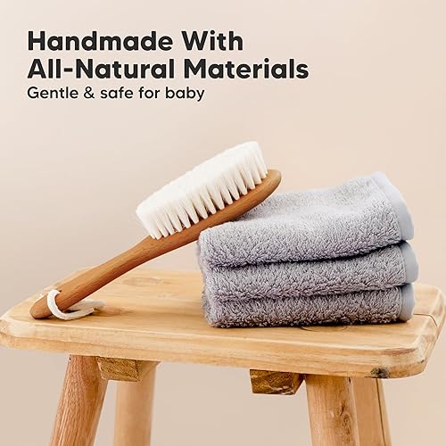 Miniatura 31 de Cepillo de madera para el pelo del bebé, cepillo de bebé con cerdas suaves de cabra, peine suave perfecto para recién nacidos para bebés, niñas
