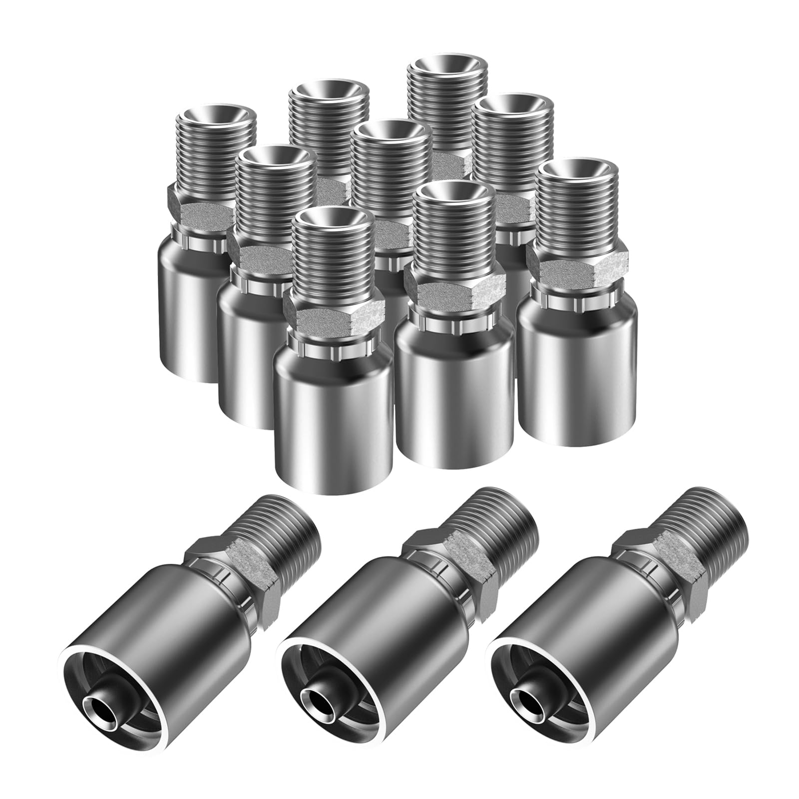12PCS 1/2" JIC 37° Female Hydraulic Hose Fittings 90° Elbow, Hydraulic Hose Crimp Fitting Ends for Air Hose Repair Kit — view 16