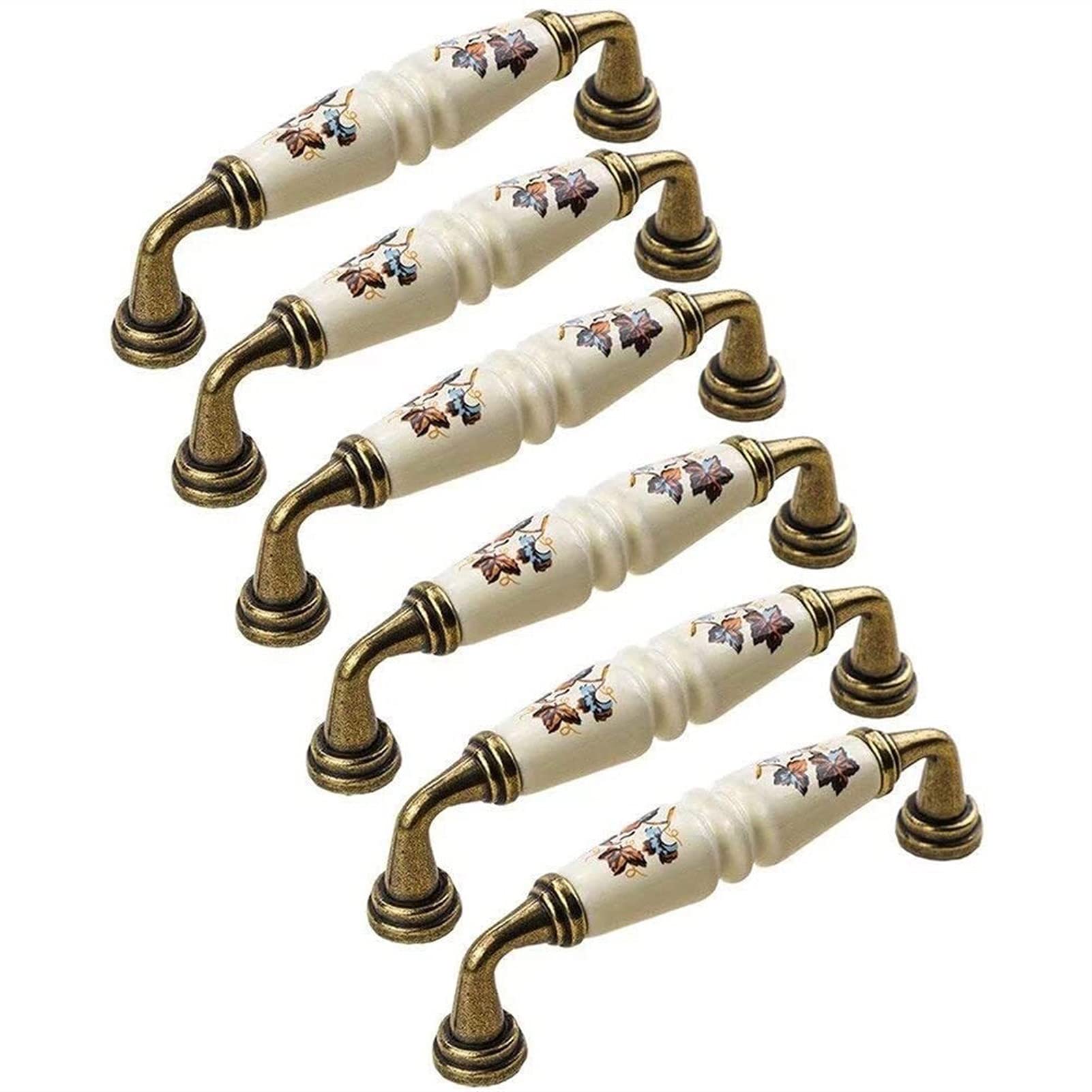 Cabinet Drawer Handles and Knobs 6PCS American Country Style Vintage Bronze Cabinet Handles Furniture Closet Knob Drawer Cabinet Handle Cabinet Hardware (Color : Hole Distance 128mm) (Color : H
