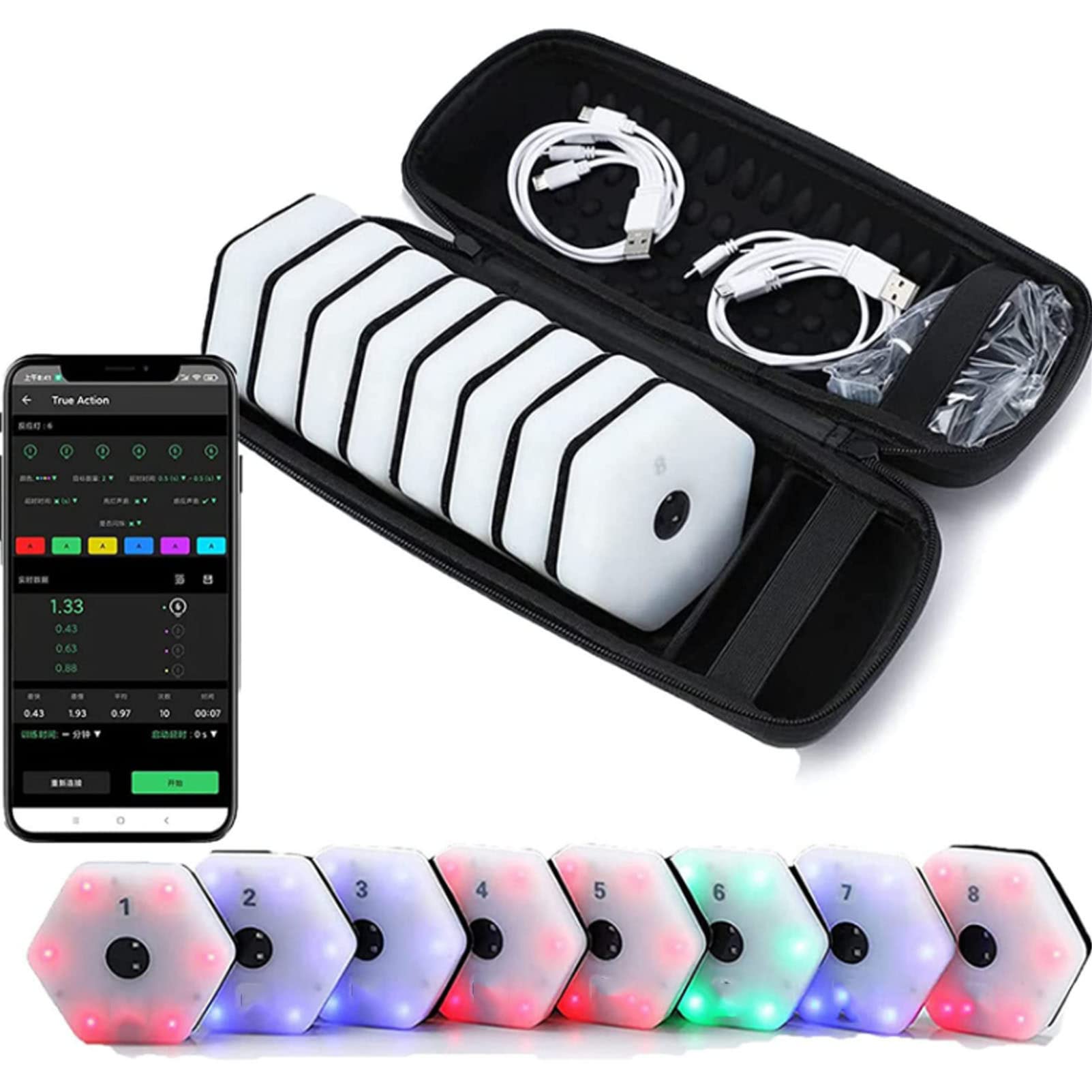 Lampe D'entraînement De Réaction, Lumière D'entraînement De Coordination œil -main, Entraînement à L'agilité De Vitesse Avec Sac De Rangement – Chargement USB, 4 Lumières