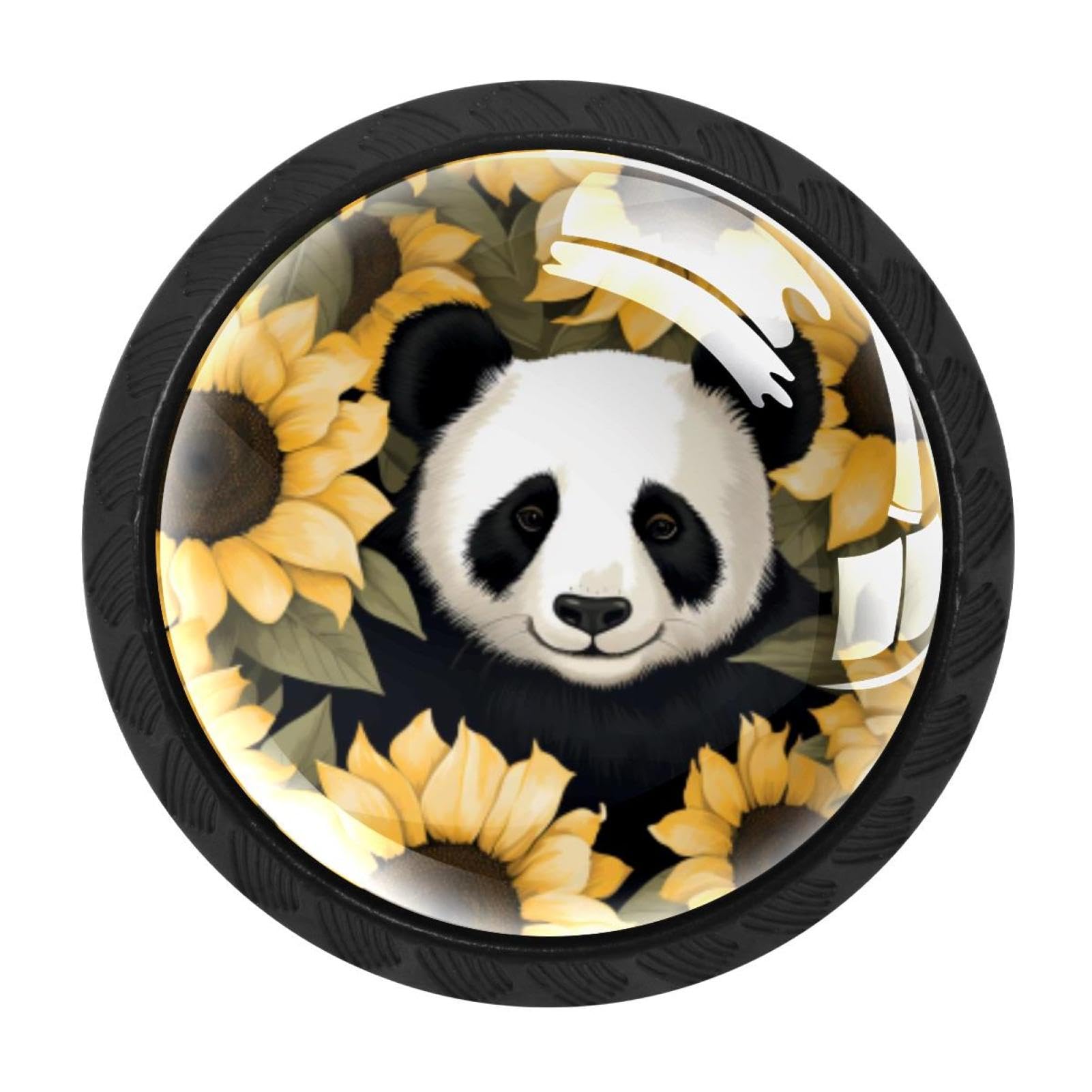 CHENZZZZ 4 Pack Panda Sunflower Kitchen Cabinet Knobs Drawer Knobs Door Dresser Handles for Personalized Gifts Great for Any Occasion