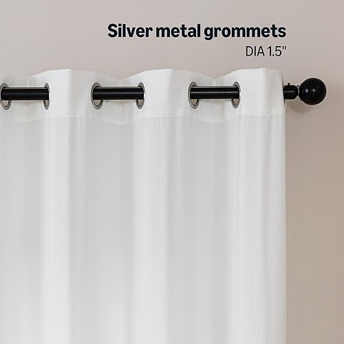 Miniatura 4 de Tienda Basics Cortinas semiopacas de felpilla con tejido clásico para dormitorio y sala de estar, juego de 2 piezas con ojales, 42 pulgadas de ancho