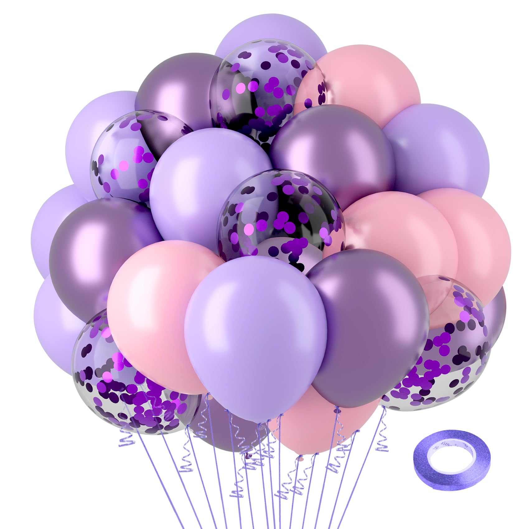 Pink and Purple Balloons 12inch 50pcs Christmas Gifts Purple Balloon Arch Kit Confetti Balloons Birthday Balloon Girl Ballon Party Baby Shower Holiday Decorations Wedding Decor