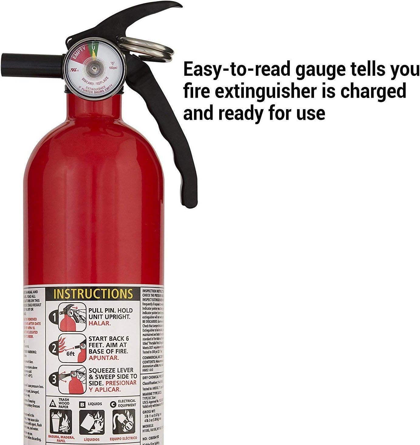 Kidde FA110 Multi Purpose Fire Extinguisher 1A10BC, 1 Pack - - 