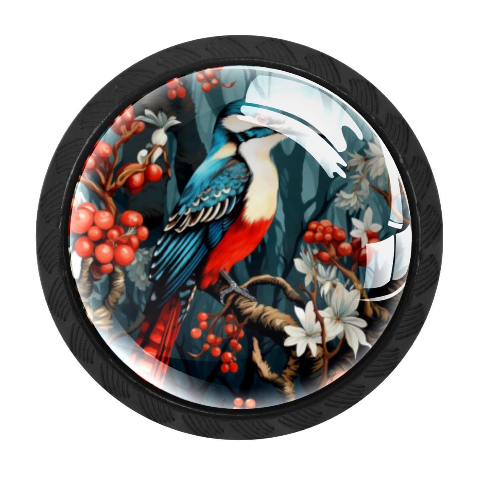 CHENZZZZ 4 Pack Round Cabinet Knobs for Kitchen Bathroom Closet Dresser Cabinets, Woodpecker
