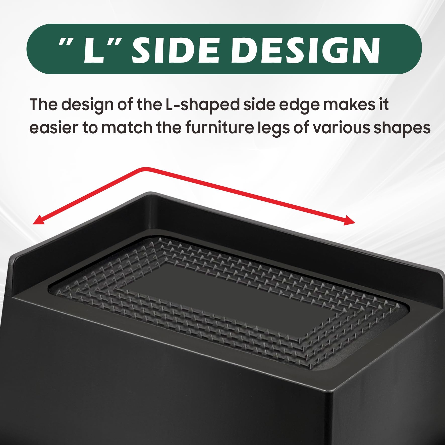 MixDora Bed Risers 2 Inch Rectangular Furniture Risers L-Shape Anti-Slip Sofa Risers for Couches Table Chair 4 Pack Black (4 Pack - Image 3