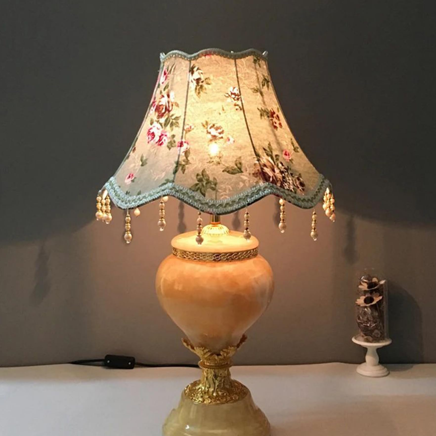 Lampenschirm für Tischlampen, kleiner Vintage-Lampenschirm mit Perlenanhängern, einfach zu installierende Muschelglockenschirme für E27-Tisch-Boden-Wandleuchte