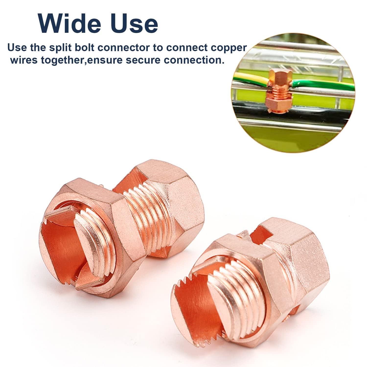 Paquete de 12 conectores de pernos divididos de cobre sólido para cables desnudos de 6 AWG, valla eléctrica y unión industrial (TJ-16)