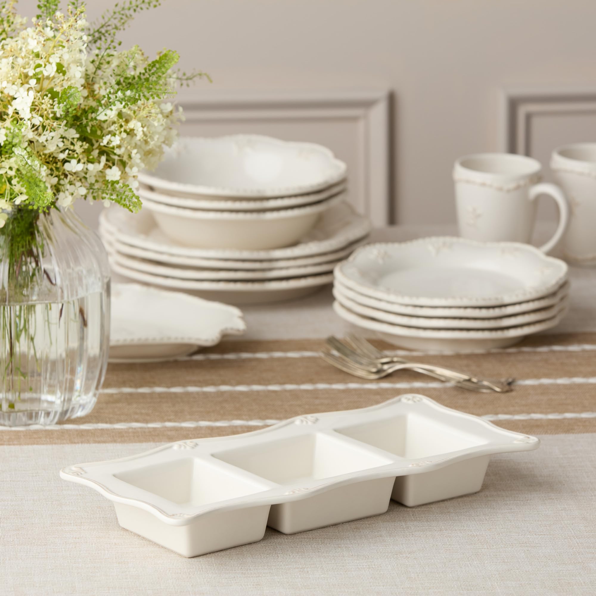 Amazon.com: Heritage Ivory 3-Section Stoneware Relish Tray