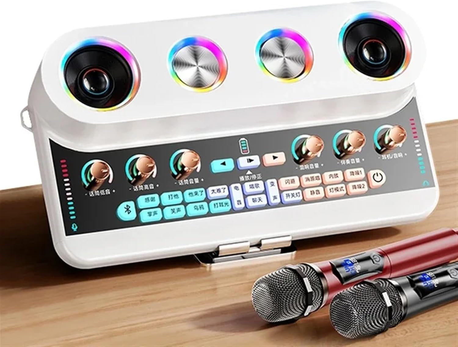 LIAMOS Live Broadcast Sound Card Au-dio Integrated Machine Home KTV Device Colorful Change of Voice with Mic for Phone,Strong Compatibility(S20 White Package 1)