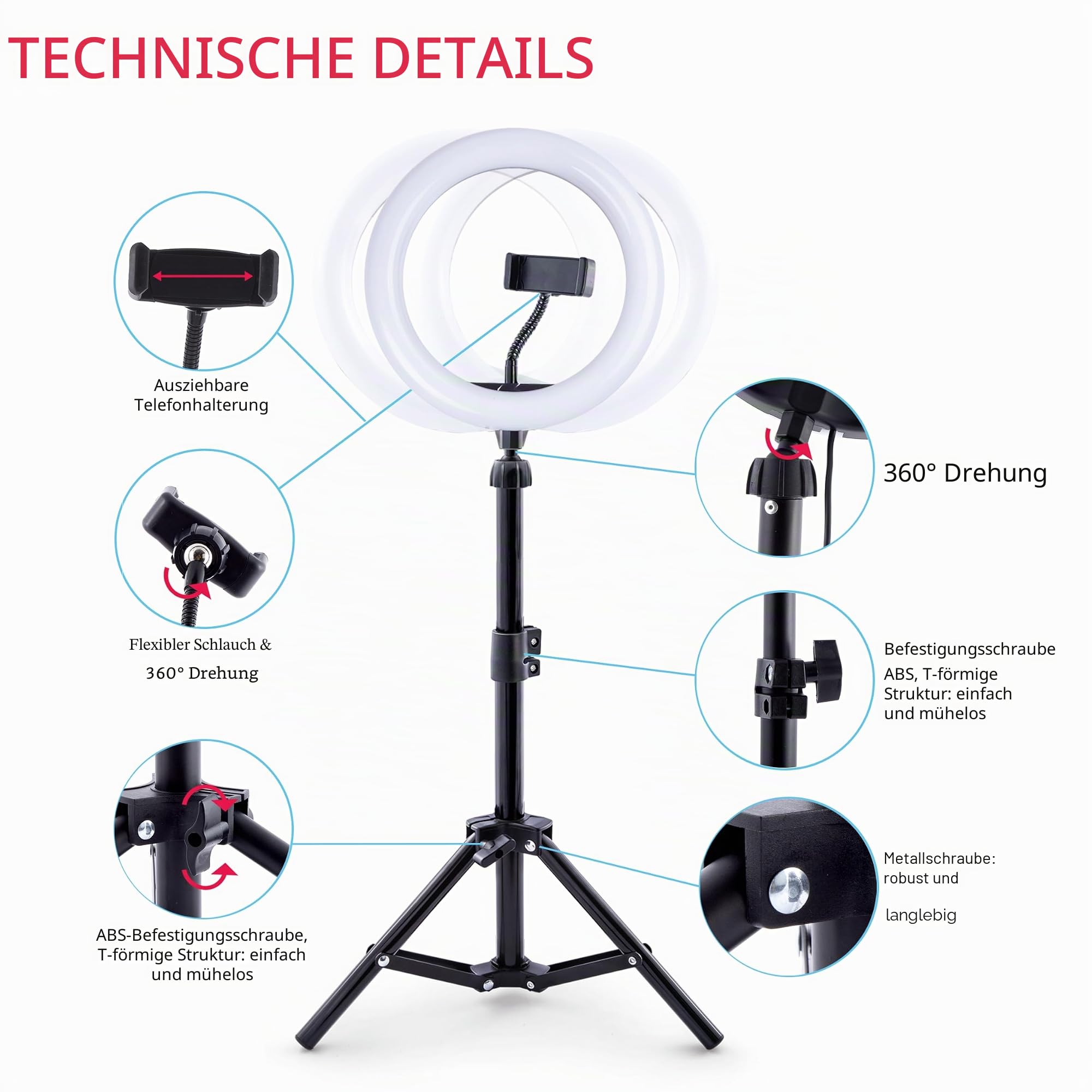 Canal Toys - Studio Creator Video Maker Kit - Selfie-Lichtring mit Stativ & Smartphone-Halter - Mikrofon mit Geräuschreduzierung - Vlogging/Podcast Set ab 8 Jahren - 3X AAA (Nicht inkl.) - INF 001