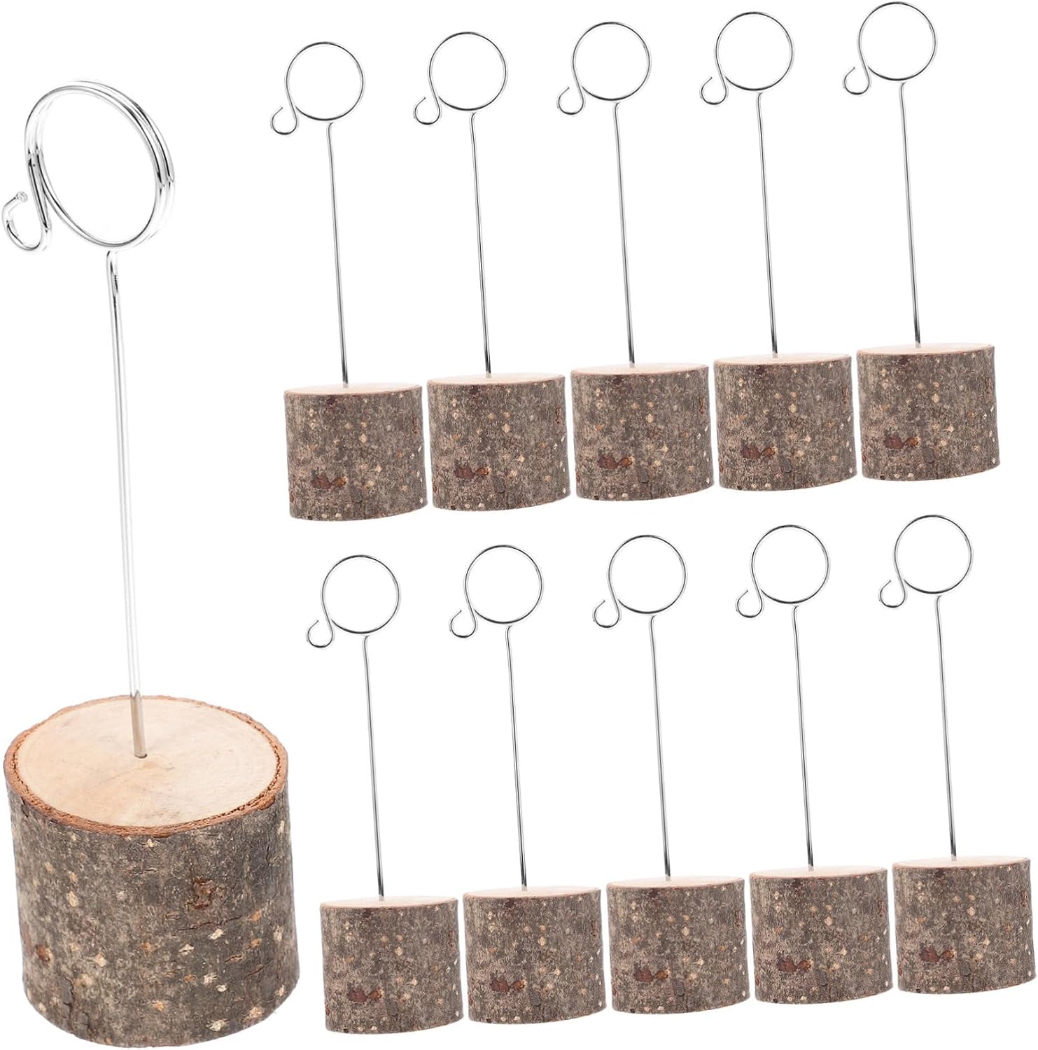 Wooden Photo Clip Stands Place Card Holders for Wedding Iron Standing Clip