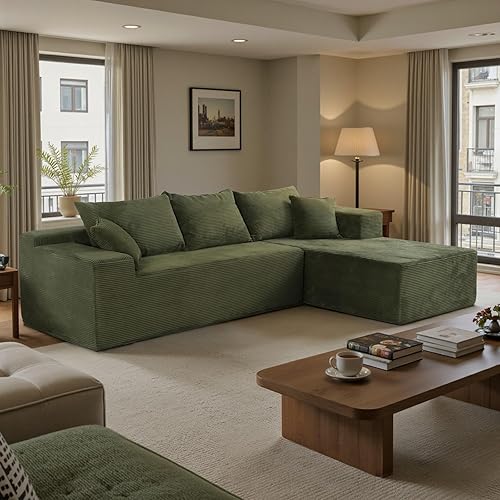 Vista 13 de Sofás seccionales negros para sala de estar, sofá sin estructura rígida con chaise en forma de L, sofá modular en caja con asiento profundo,