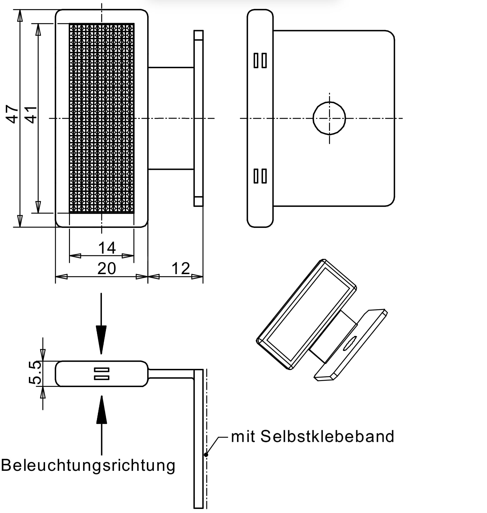 10x Leitwandreflektor Made in Germany, Reflektor zur Markierung von Leitwänden, Wänden, Gegenständen, Hindernissen u.v.m.