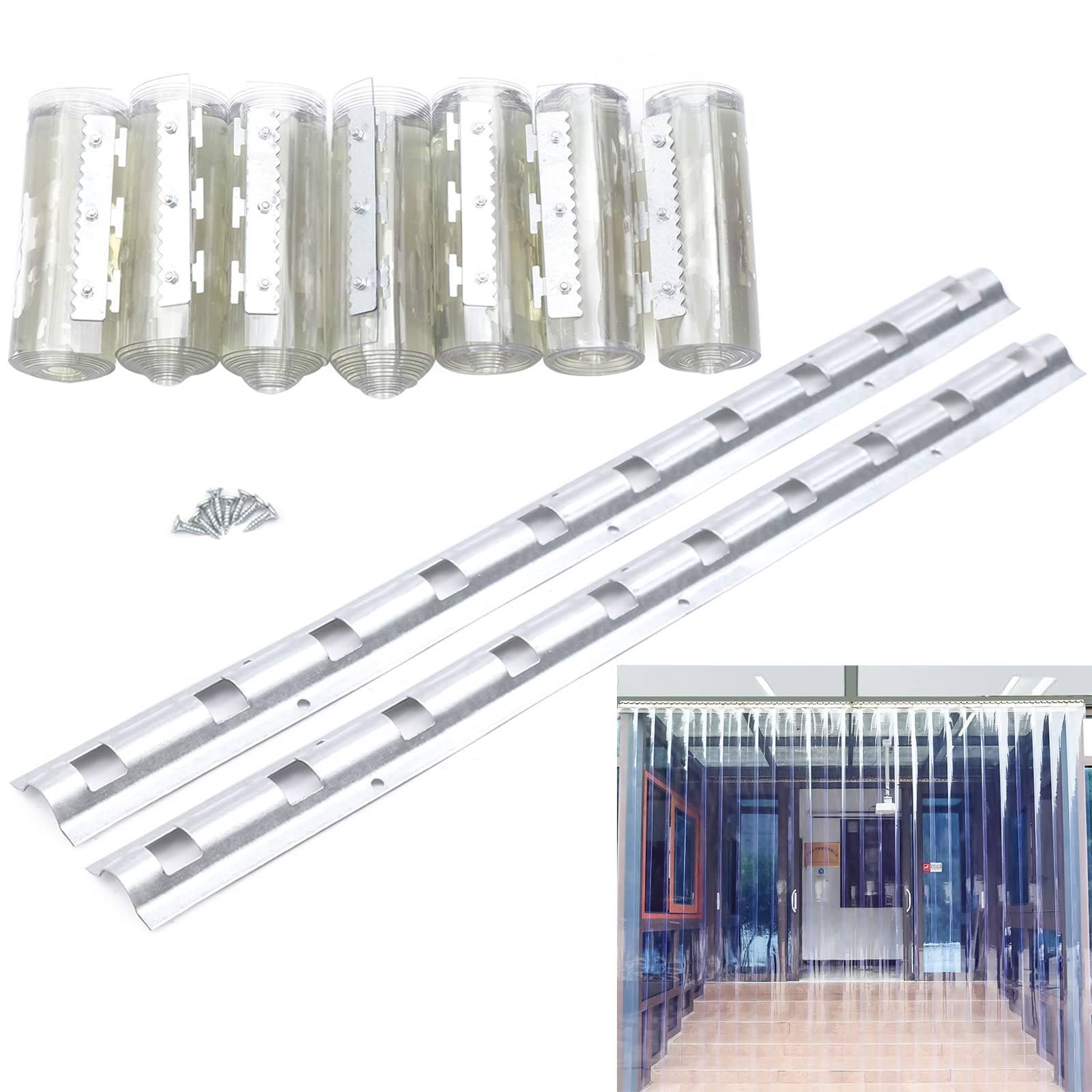 7 tende a lamelle in PVC, trasparenti, per porte pedonali, frigoriferi, frigoriferi (200 x 18 cm)