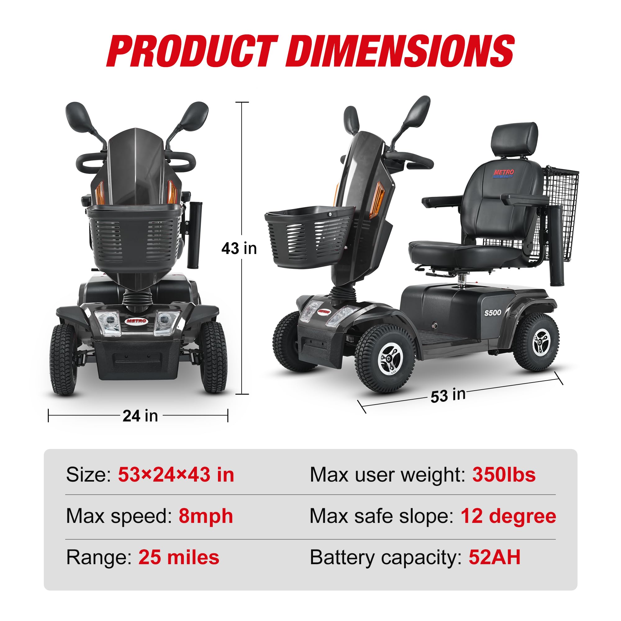 Heavy Duty Mobility Scooter Black