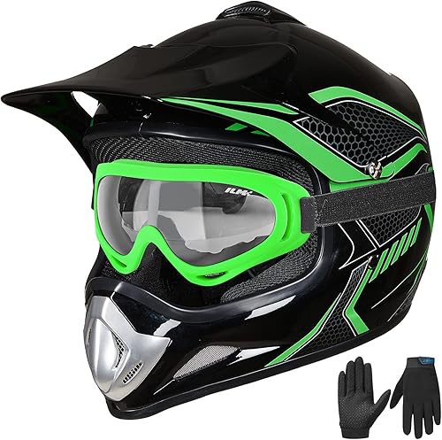ILM - Casco para jóvenes y niños para bicicleta de tierra, ATV, motocross, aprobado por el DOT, para calle, casco integral, incluye lentes y
