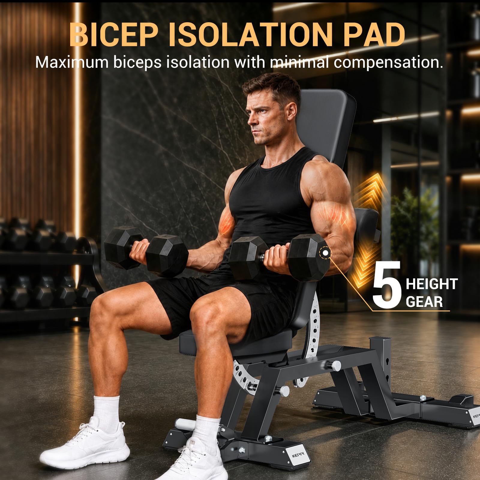 Bench6000 Weight Bench, Commercial Grade FID Workout Bench | 2200lb Flat Capacity, 11 Back&8 Seat Specialized Angles for Serious Lifters, 97lb Frame Weight with above 1 Gauge Support