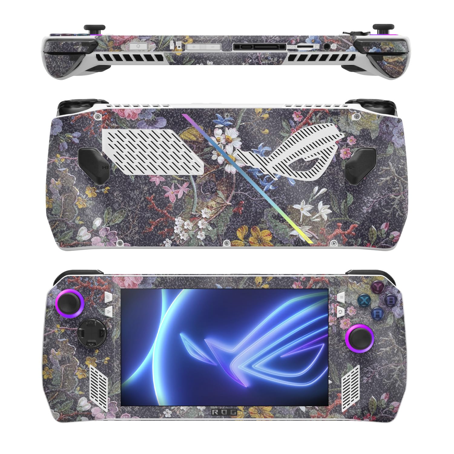 MightySkins Glossy Glitter Skin Compatible with Asus ROG Ally - Midnight Blossom | Protective, Durable High-Gloss Glitter Finish | Easy to Apply