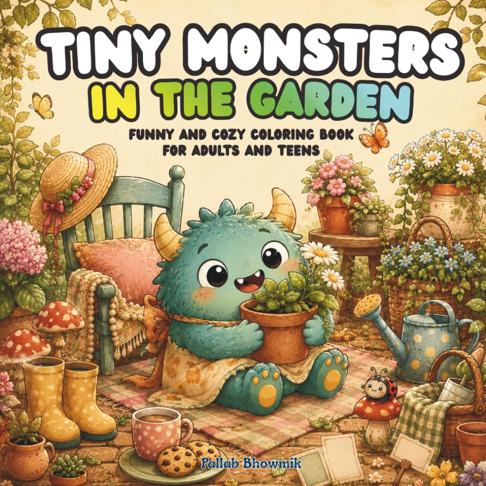 Tiny Monsters in the Garden: Funny and Cozy Coloring Book for Adults and Teens (Tiny Monsters Coloring Books)