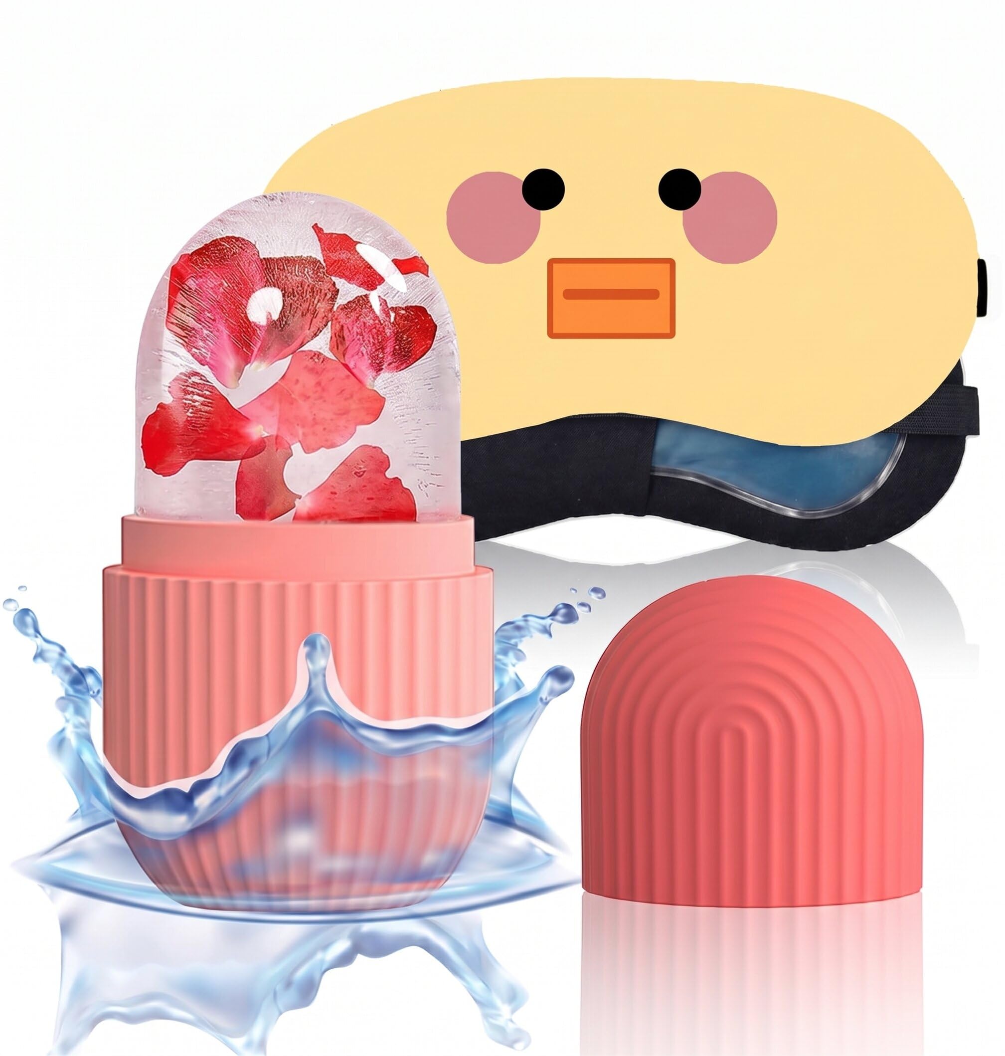 Total Relaxation Facial Care Gift | Ice Face Roller Contour Mold & Soothing Cold Eye Mask Set for Stress Relief and Bright Skin-image-9